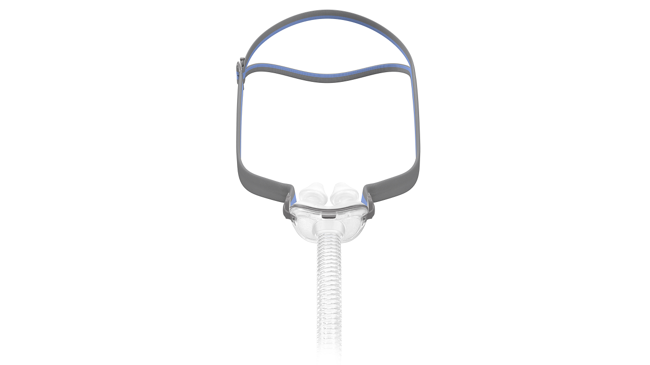 ResMed AirFit P10 nasal pillows CPAP mask, front view