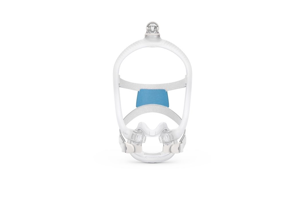 ResMed AirFit F30i full face CPAP mask with top-of-head tube, front view