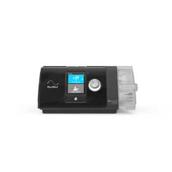 ResMed AirSense 10 AutoSet CPAP machine with HumidAir humidifier, front view