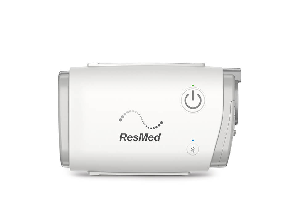 ResMed AirMini travel CPAP machine, front view